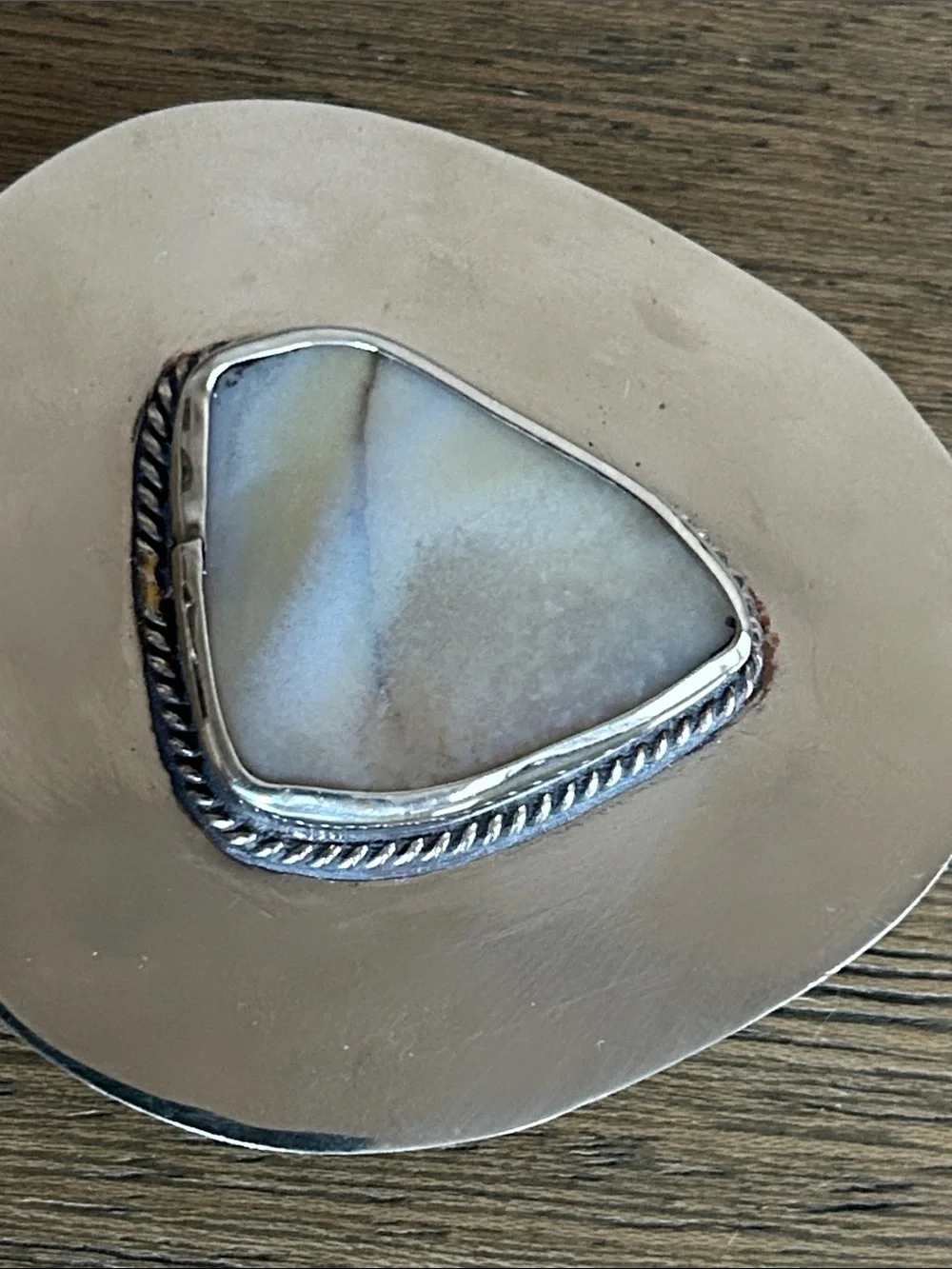 Vintage Y2K Jute Woven Belt Silver Statement Buckle W/ Mother Of Pearl Inlay.